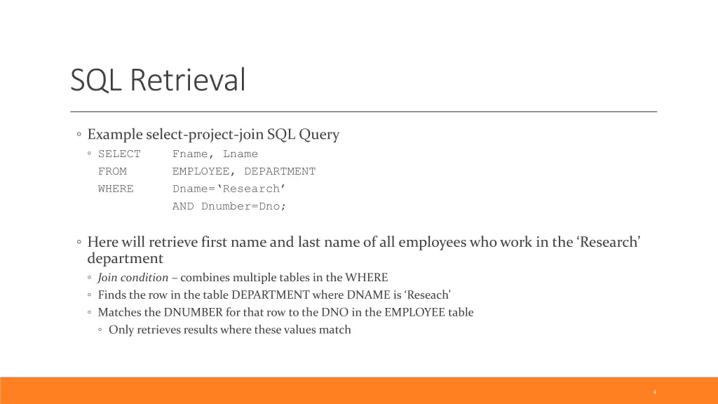 sql retrieval 2
