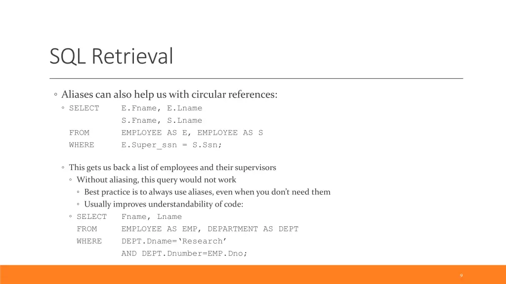 sql retrieval 6