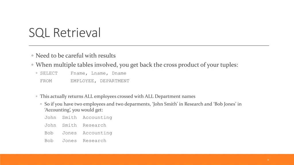 sql retrieval 8