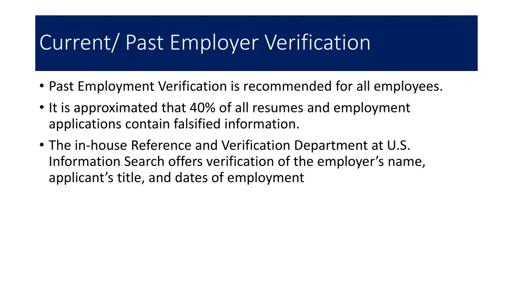 current past employer verification