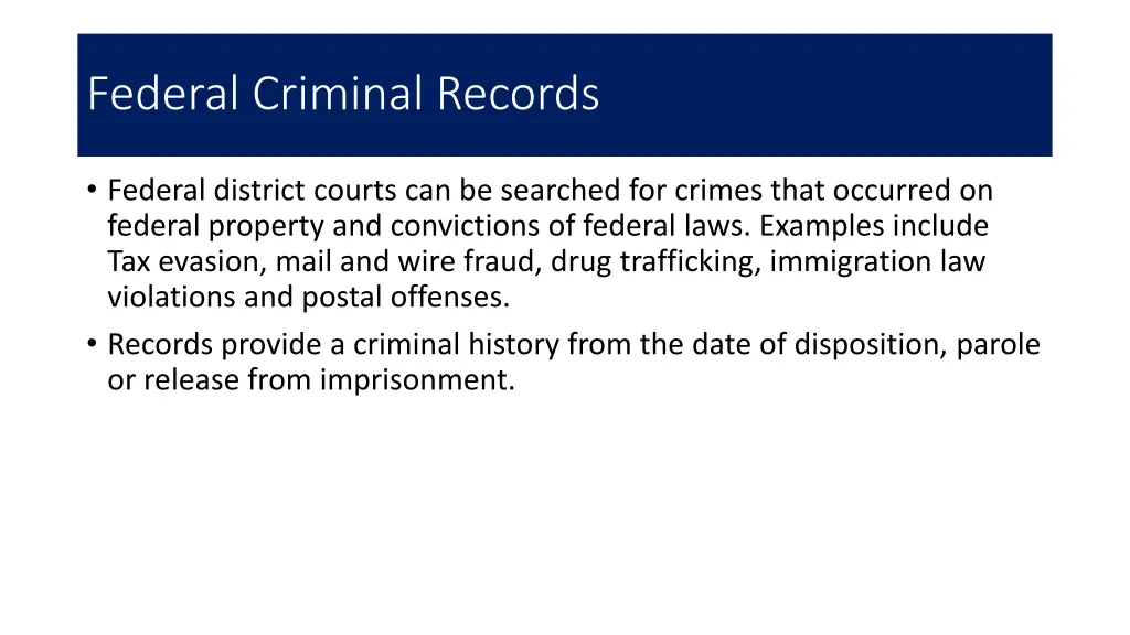 federal criminal records