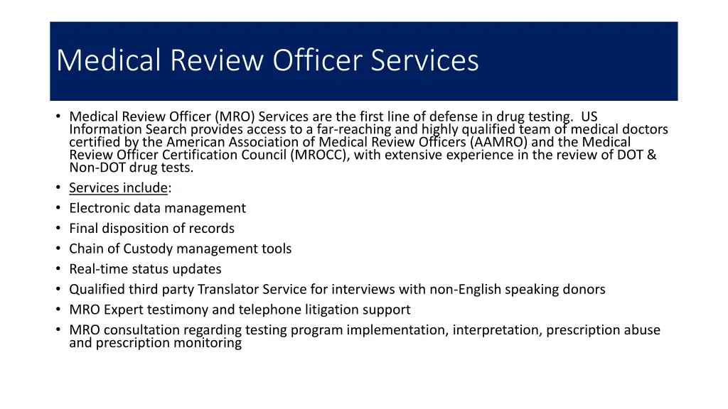 medical review officer services