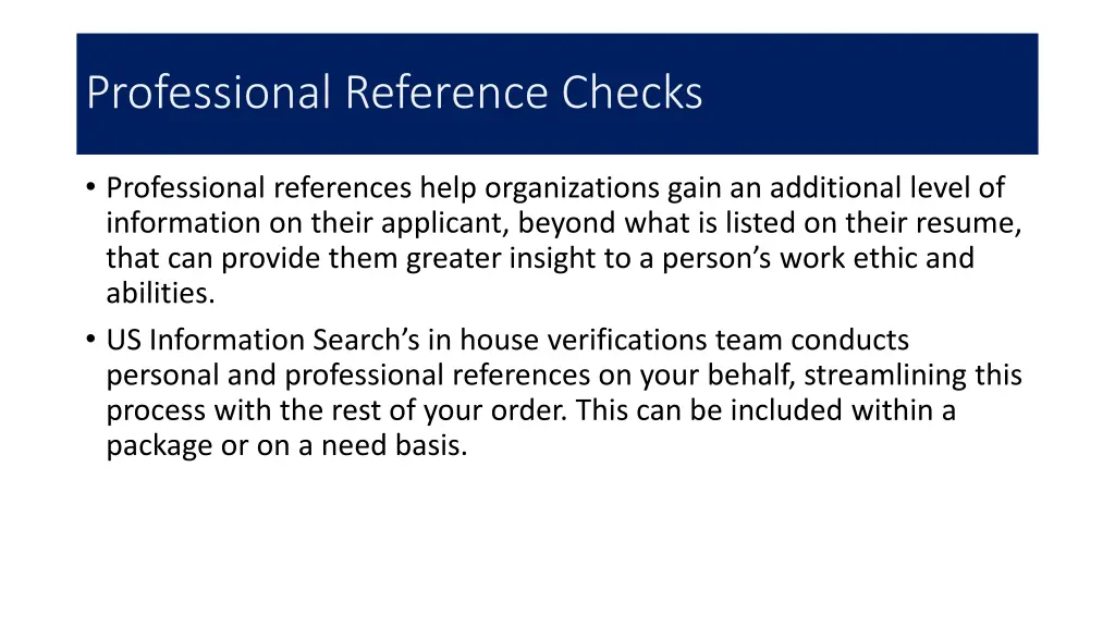 professional reference checks