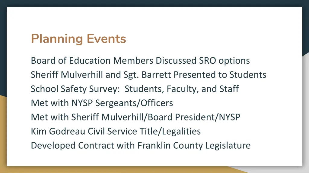 planning events