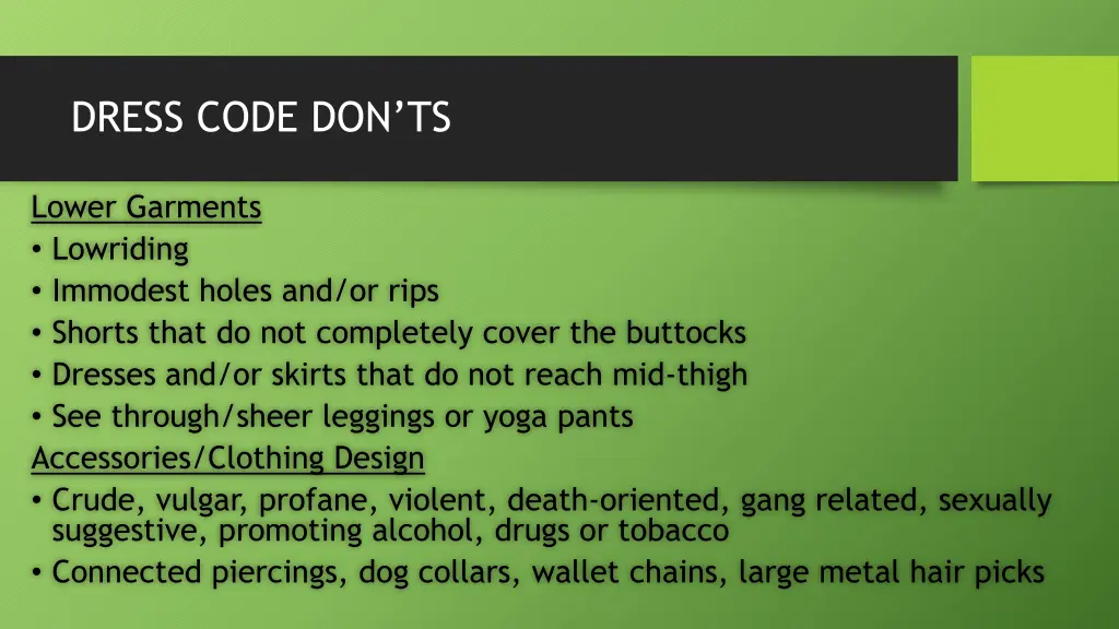 dress code don ts 1