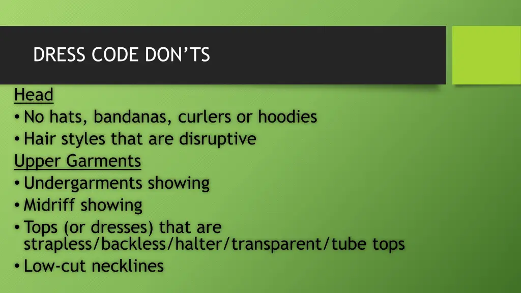 dress code don ts