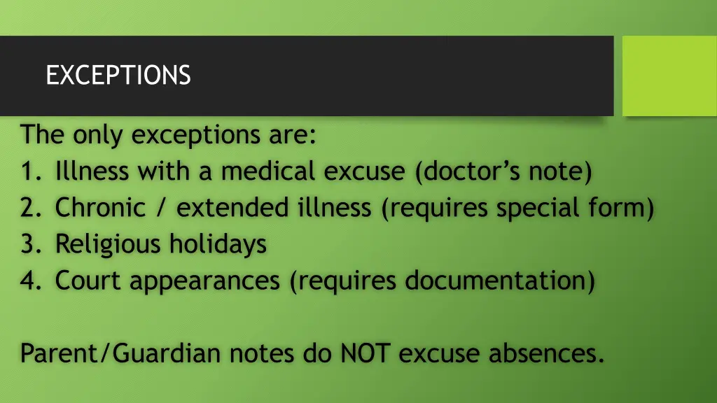 exceptions