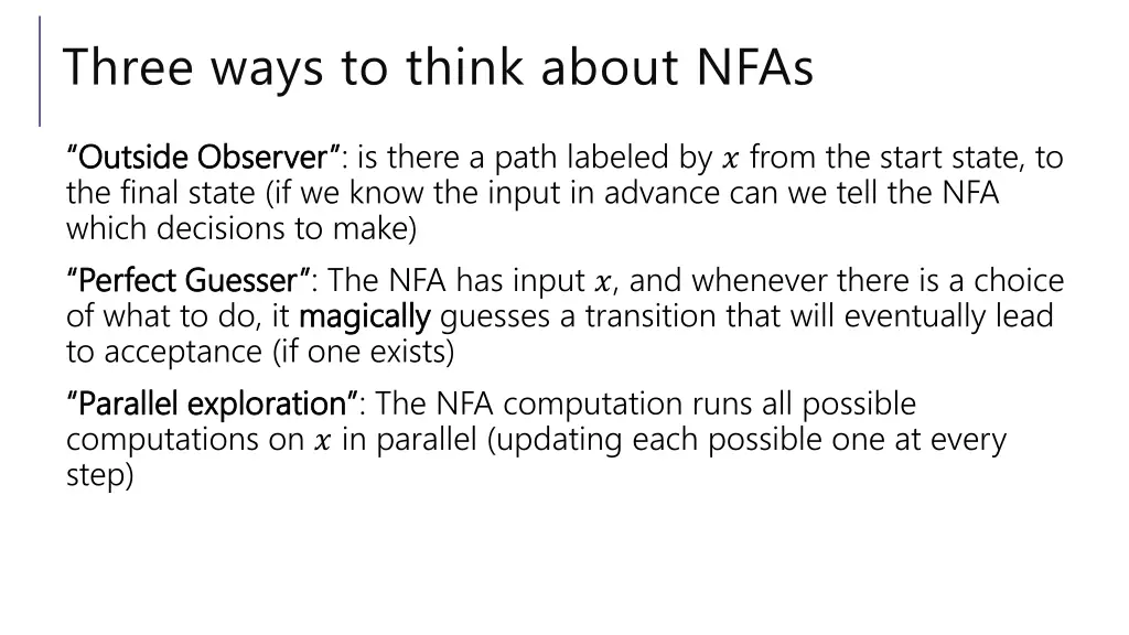 three ways to think about nfas