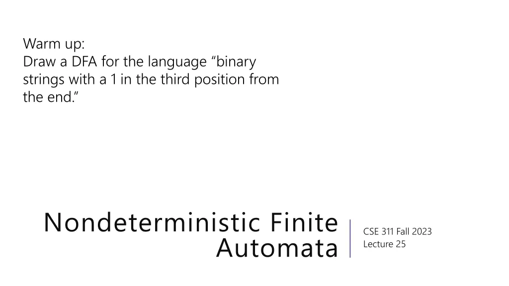warm up draw a dfa for the language binary