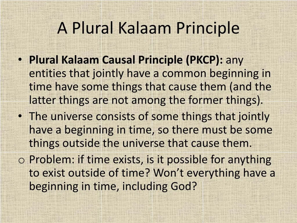 a plural kalaam principle