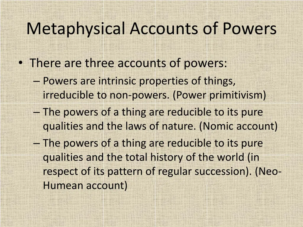 metaphysical accounts of powers