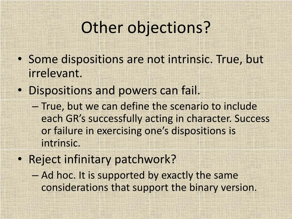 other objections