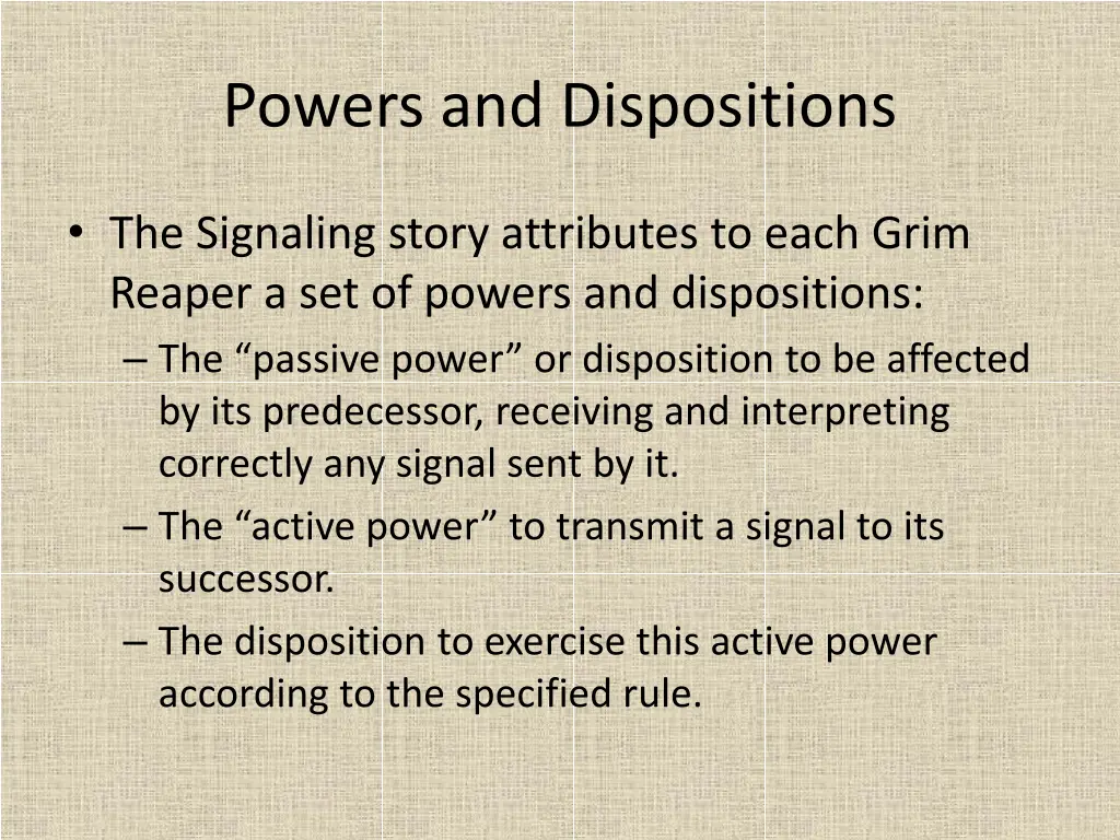 powers and dispositions