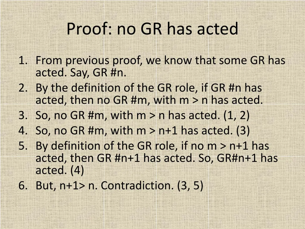 proof no gr has acted