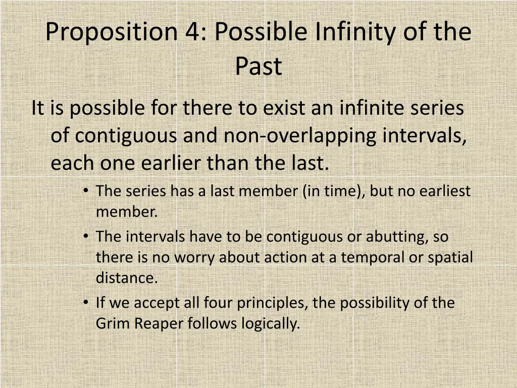 proposition 4 possible infinity of the past