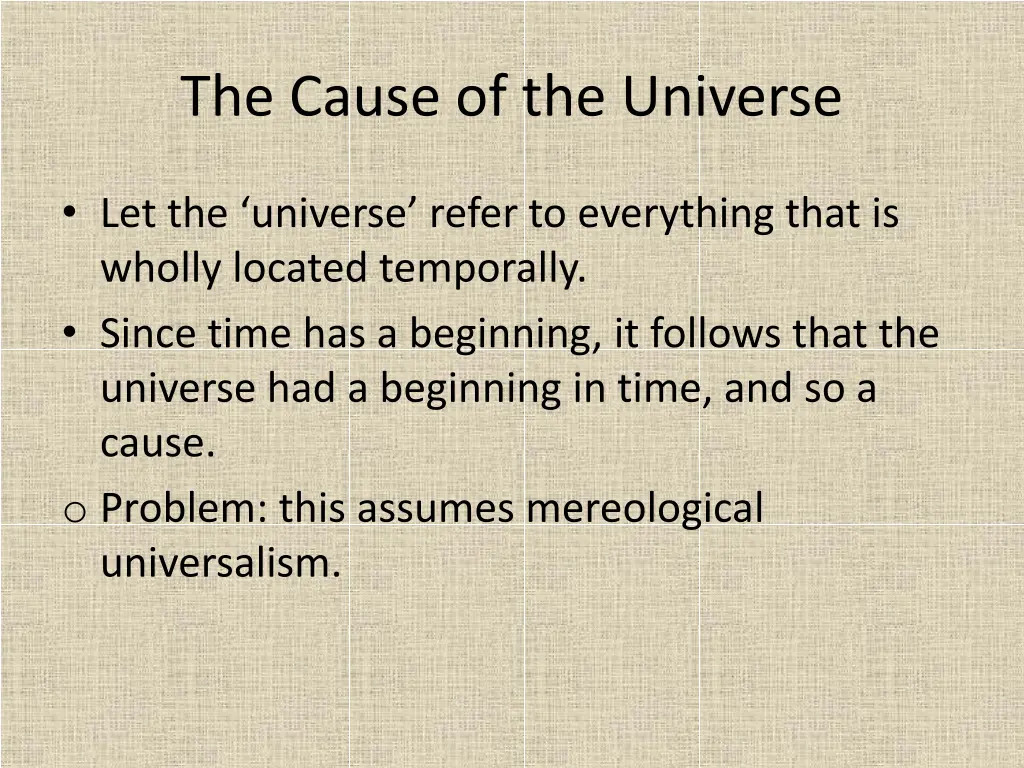 the cause of the universe