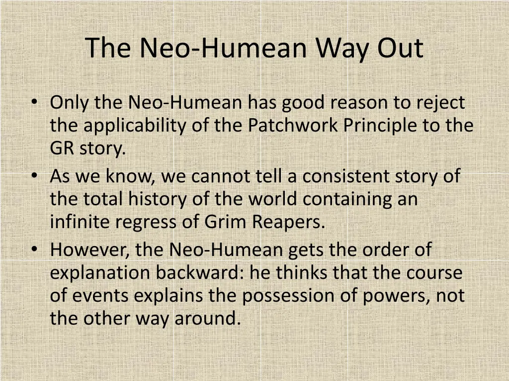 the neo humean way out
