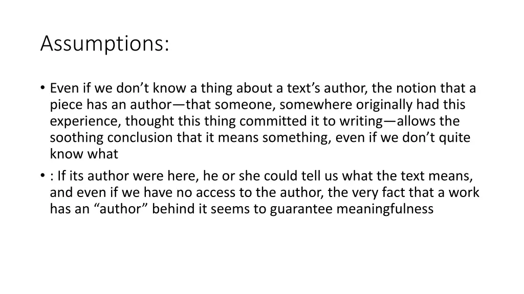 assumptions