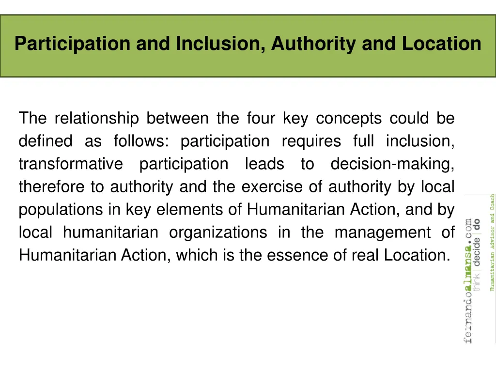 participation and inclusion authority and location