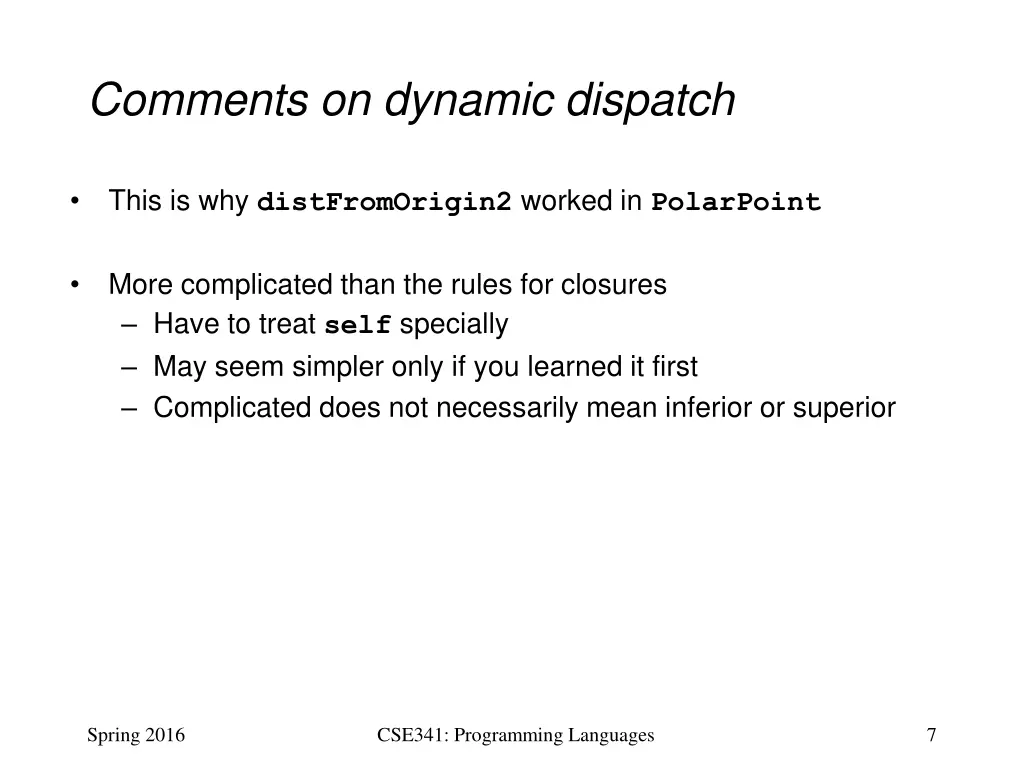 comments on dynamic dispatch