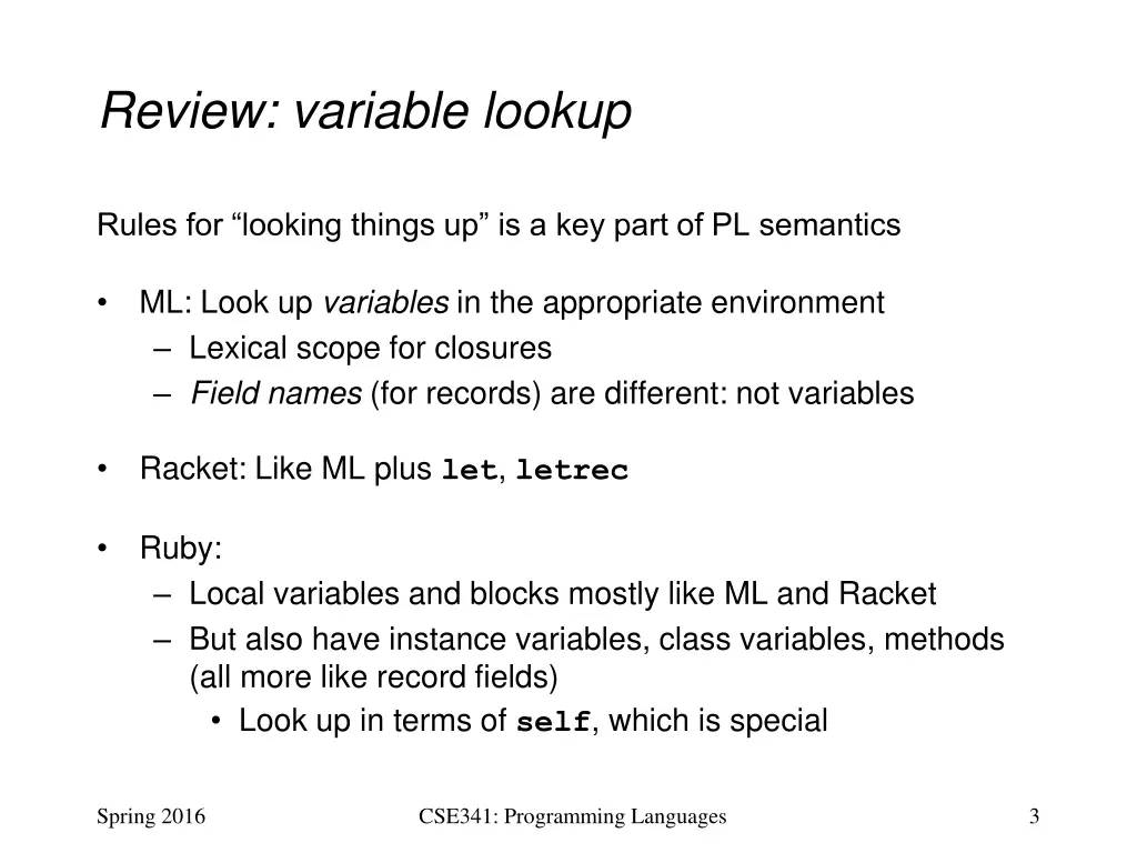 review variable lookup