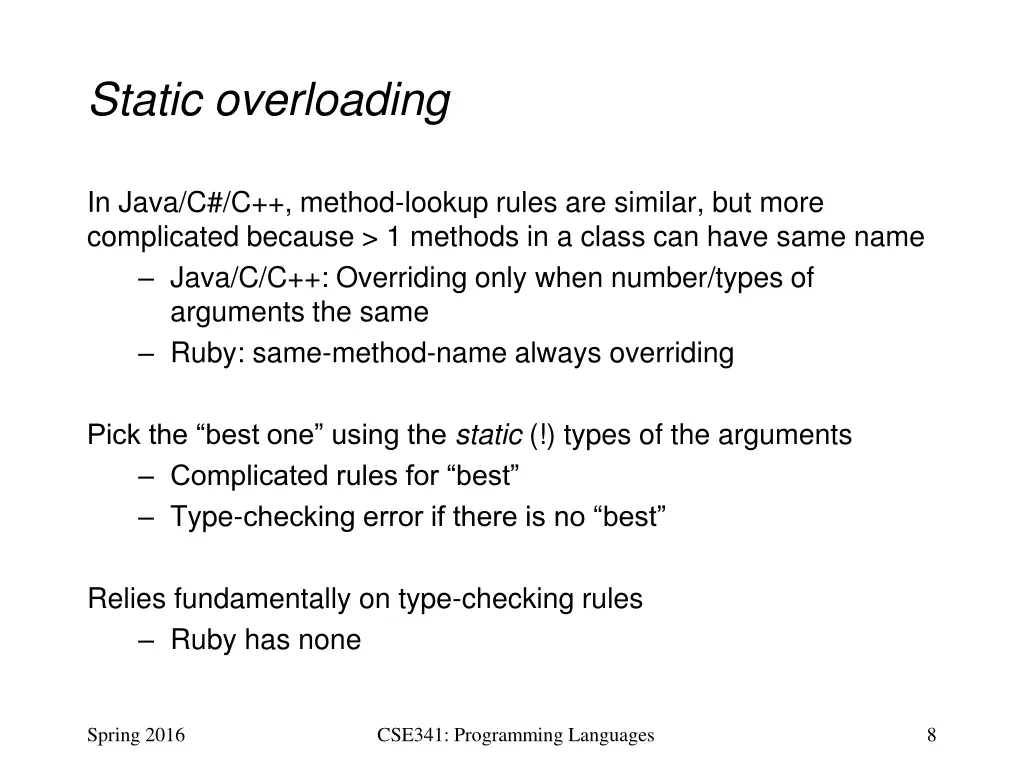 static overloading