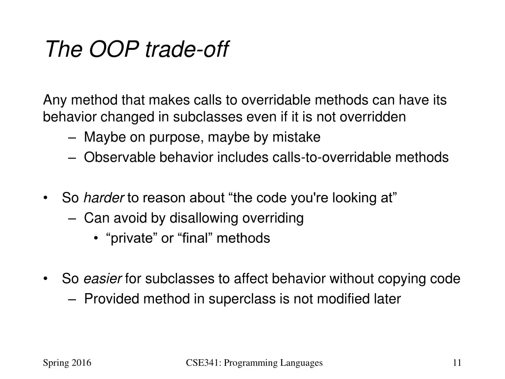 the oop trade off