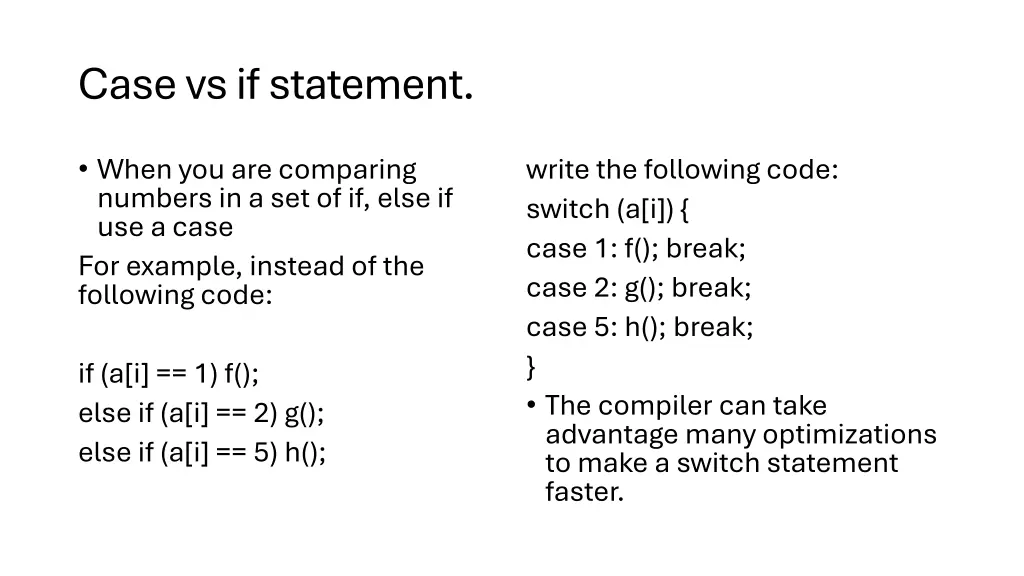 case vs if statement