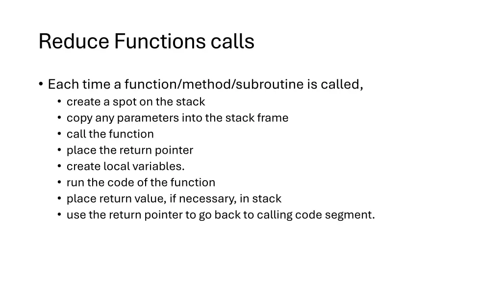 reduce functions calls 1