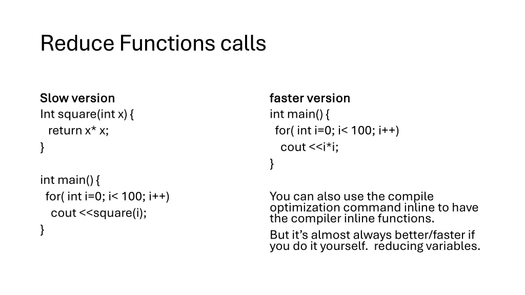 reduce functions calls