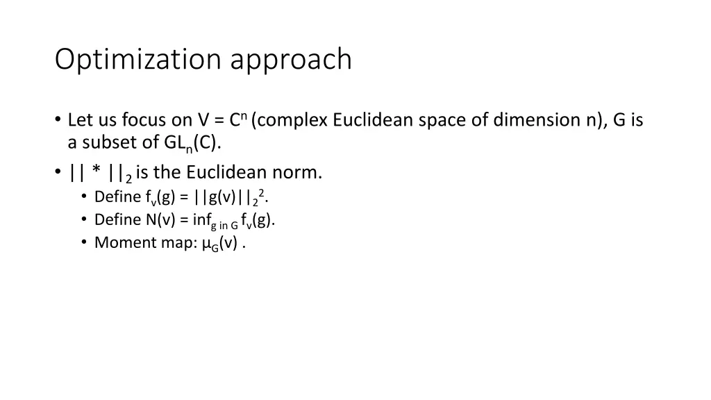 optimization approach