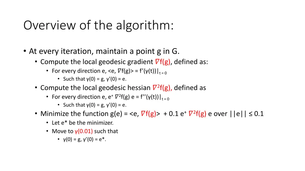 overview of the algorithm