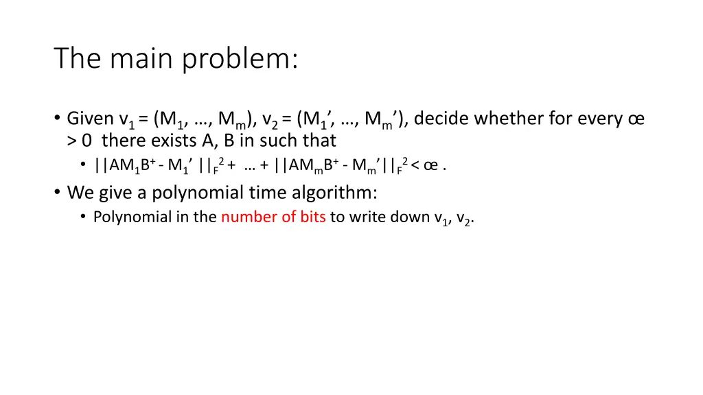 the main problem