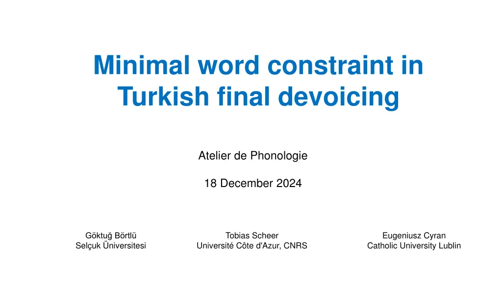 minimal word constraint in turkish final devoicing