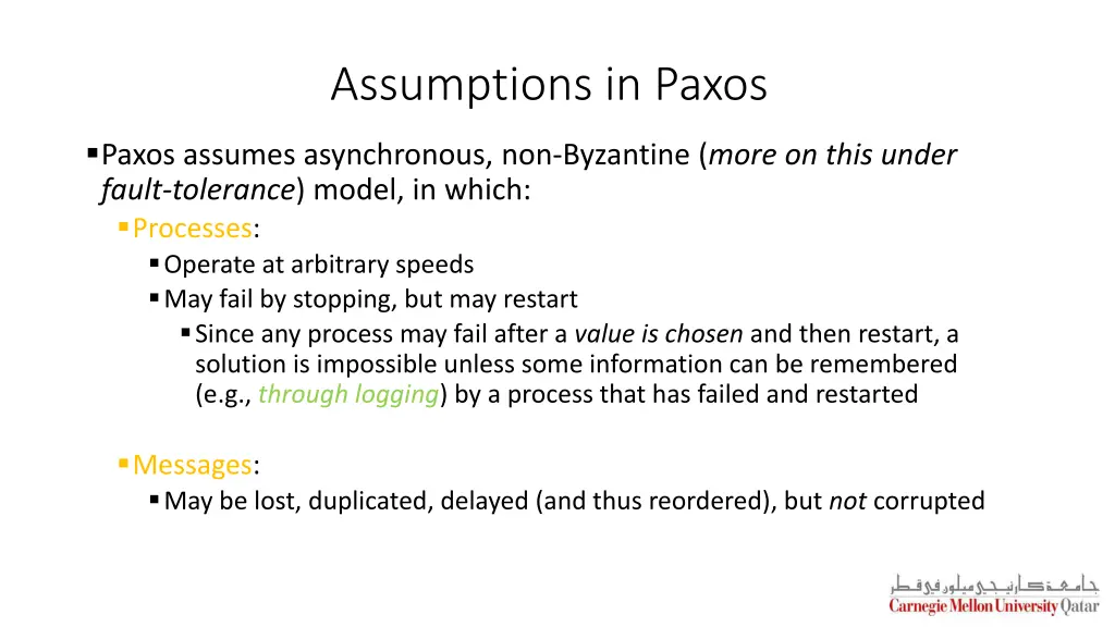 assumptions in paxos