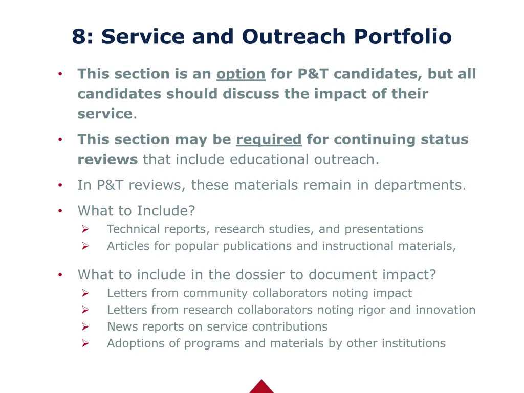 8 service and outreach portfolio