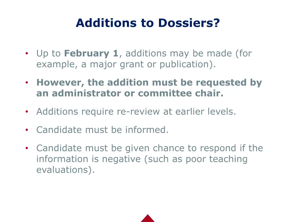 additions to dossiers