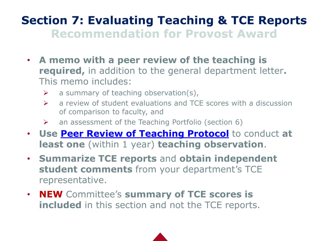 section 7 evaluating teaching tce reports