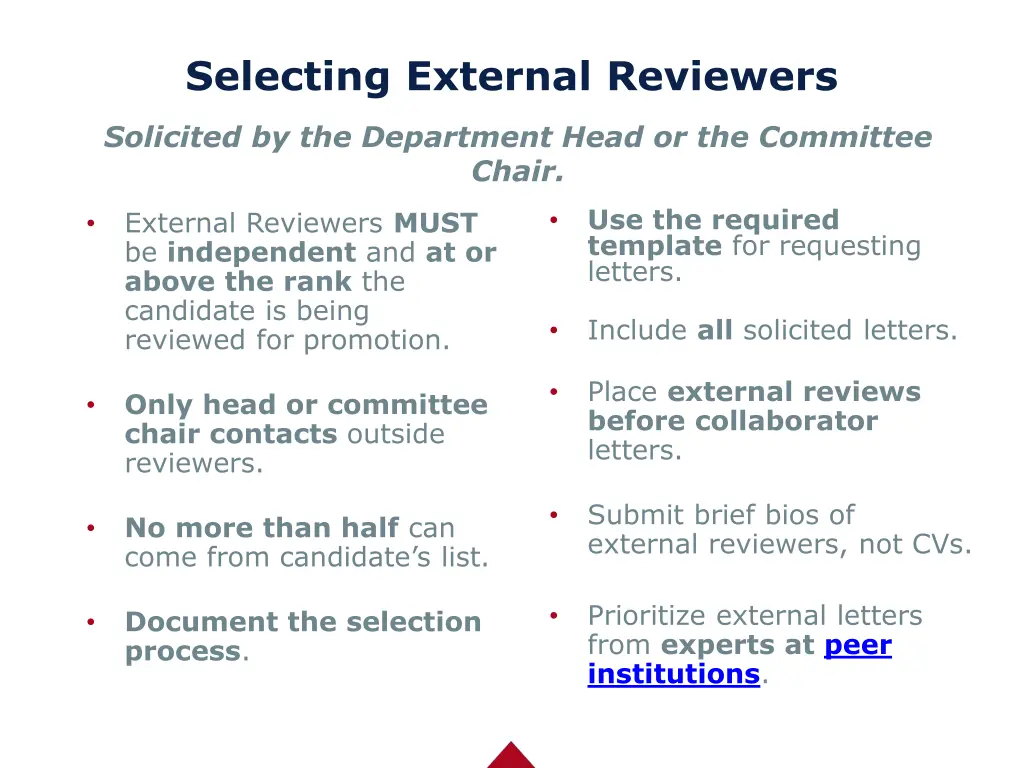 selecting external reviewers