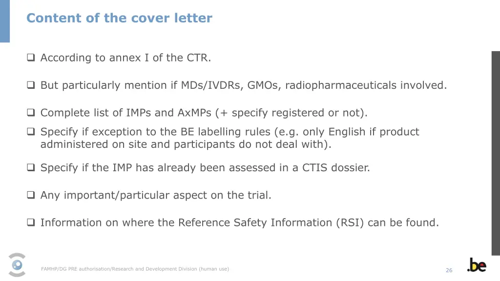 content of the cover letter