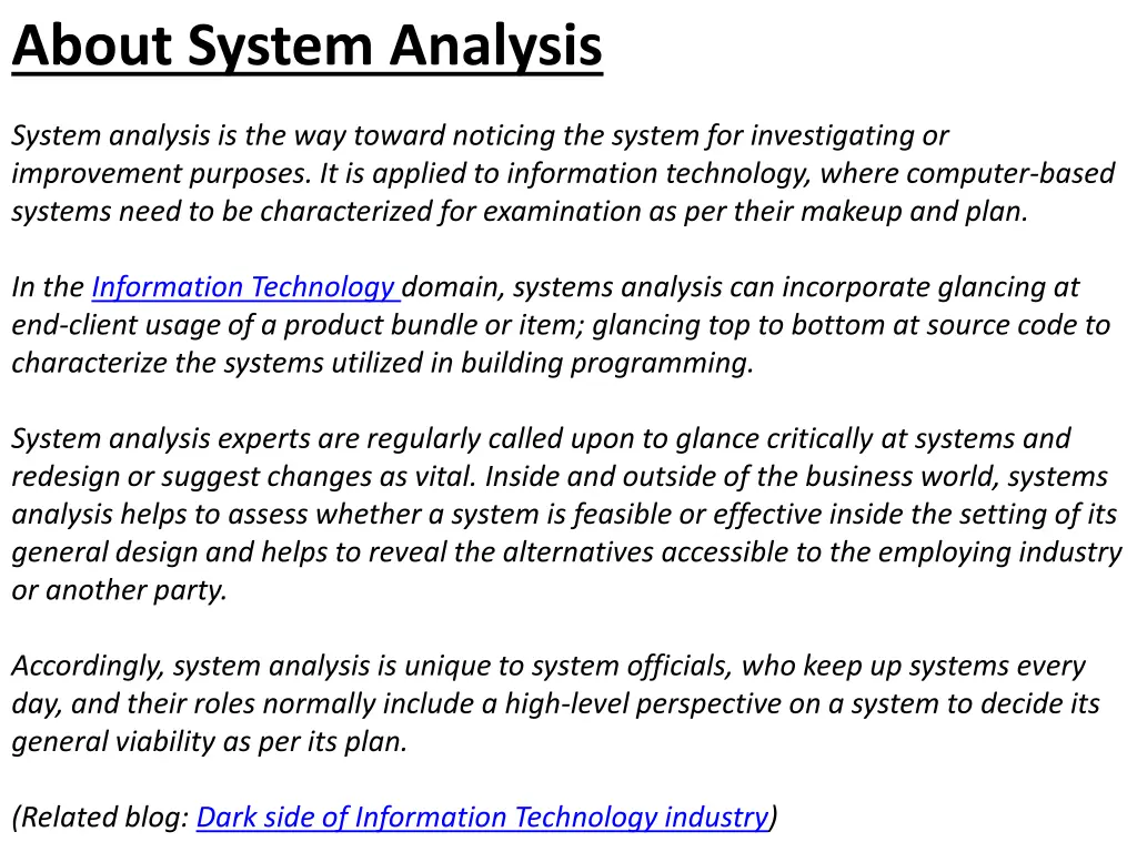 about system analysis