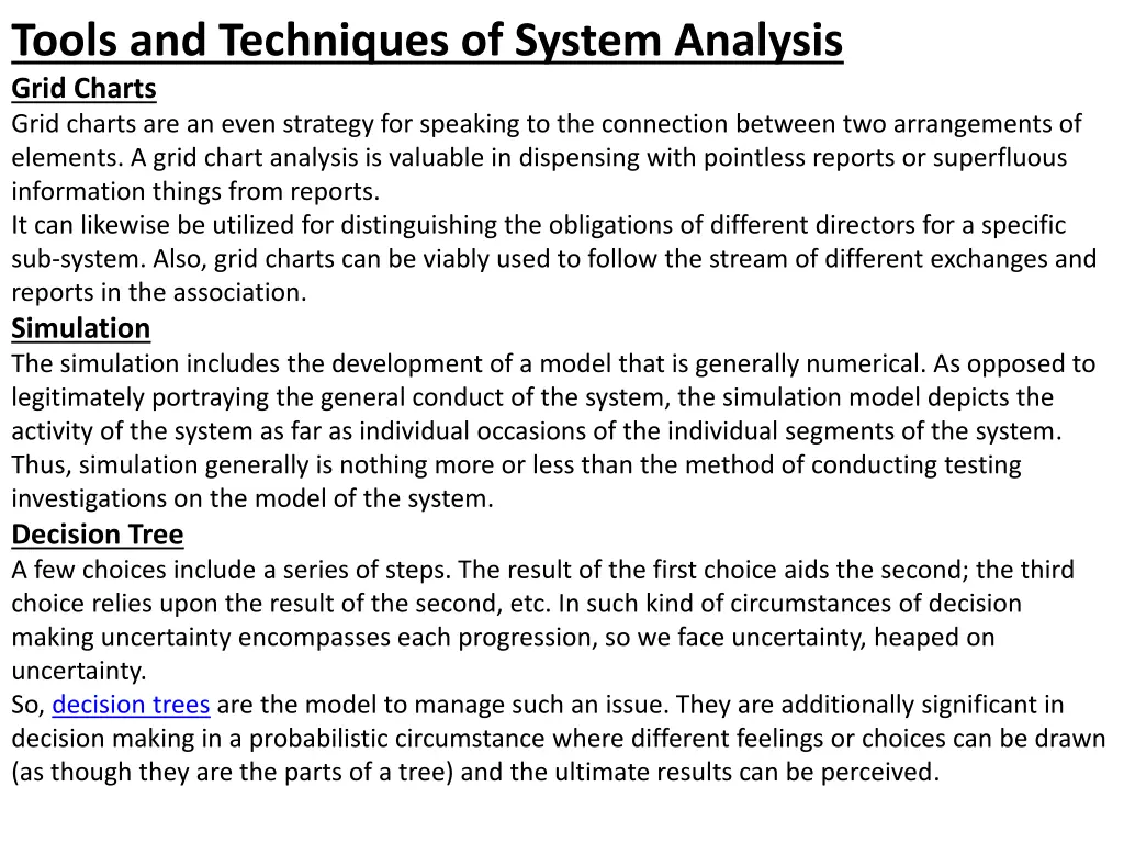 tools and techniques of system analysis grid