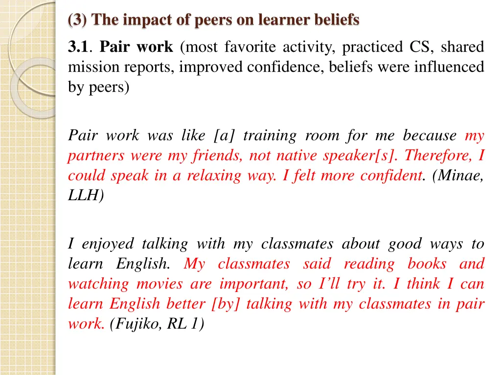 3 the impact of peers on learner beliefs 3 1 pair