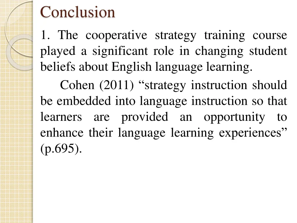 conclusion 1 the cooperative strategy training