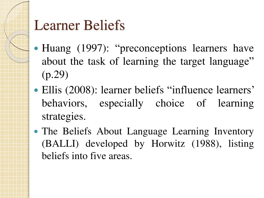 learner beliefs