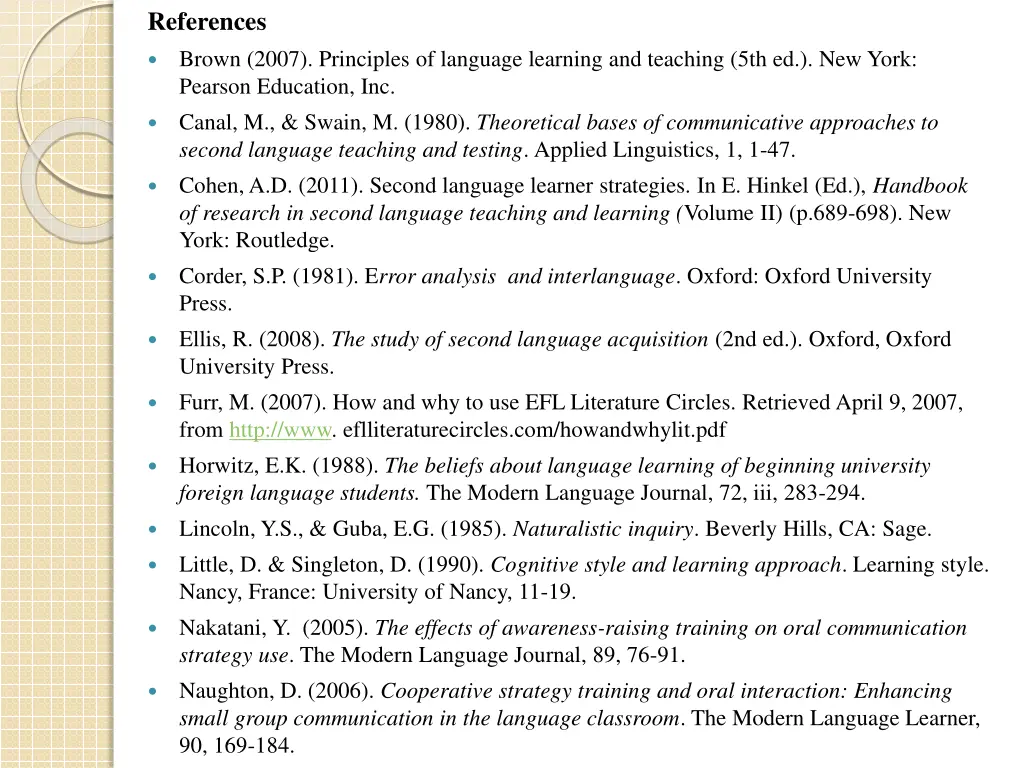 references brown 2007 principles of language