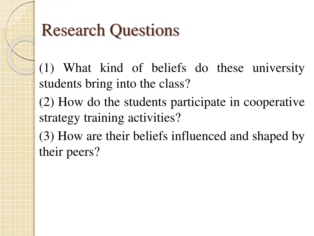 research questions