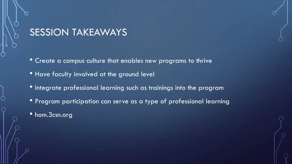 session takeaways