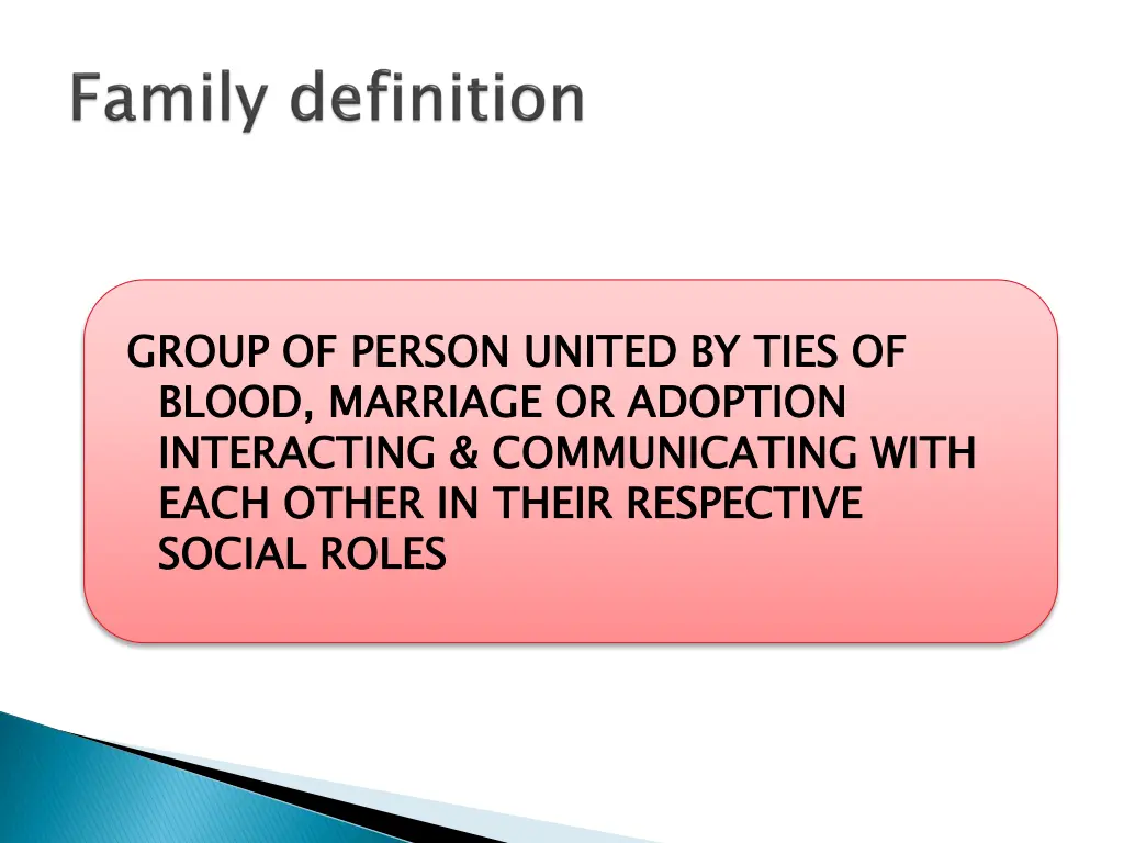 group of person united by ties of blood marriage