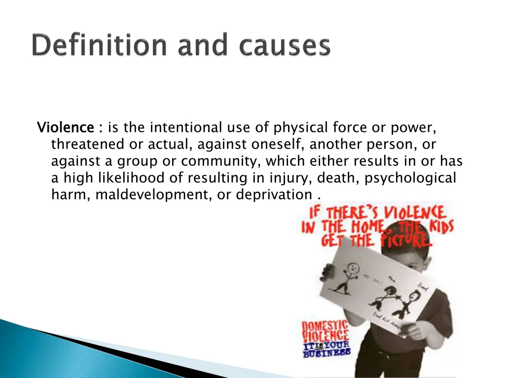 violence threatened or actual against oneself